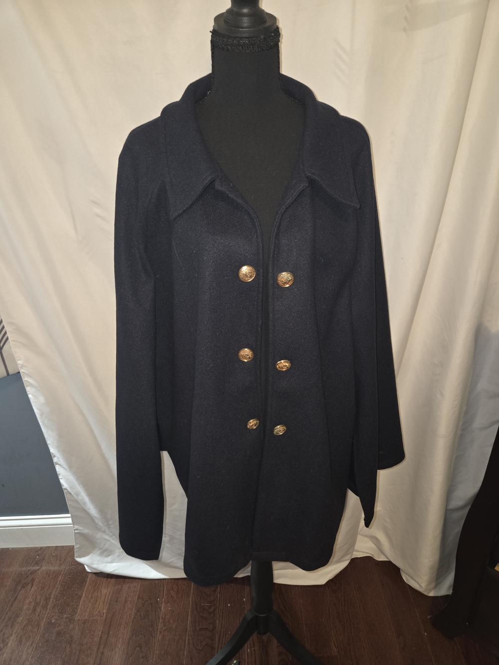 Classic Navy Women's Peacoat with Gold Buttons